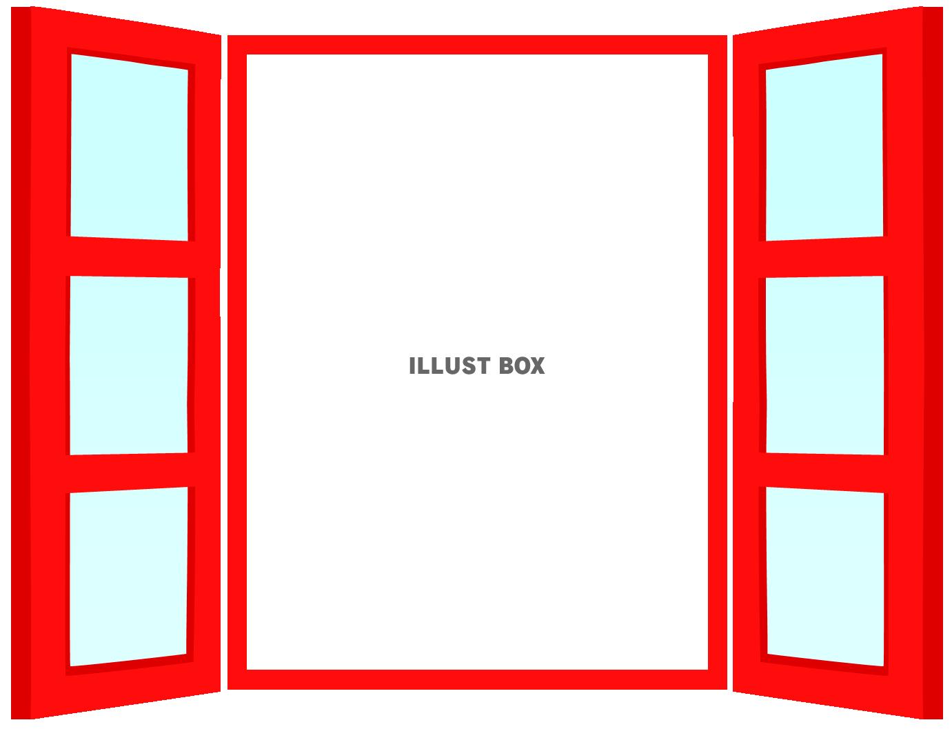 無料イラスト 窓わくのフォトフレーム３赤 窓枠 写真 メッセージ