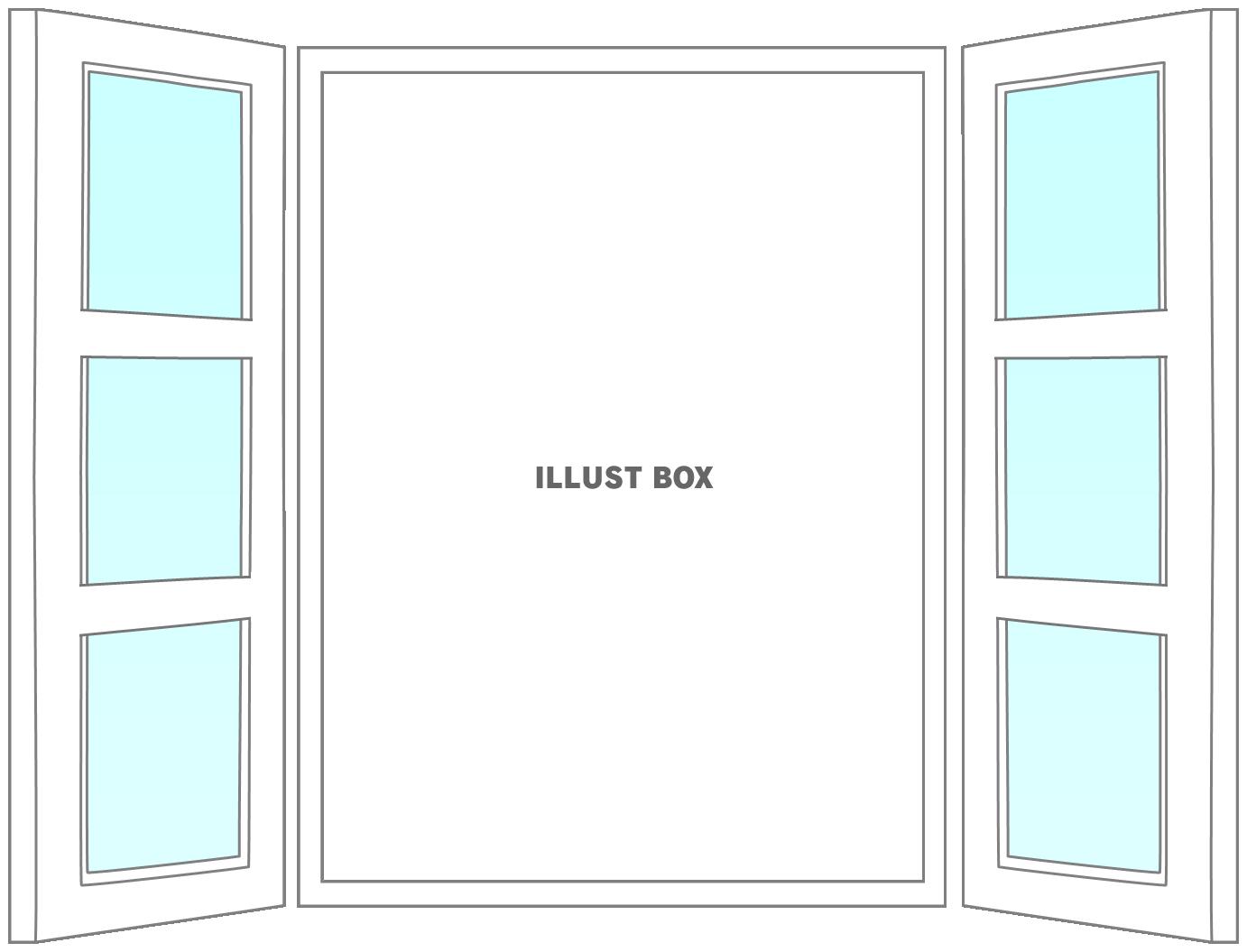 無料イラスト 窓わくのフォトフレーム３白 窓枠 写真 メッセージ