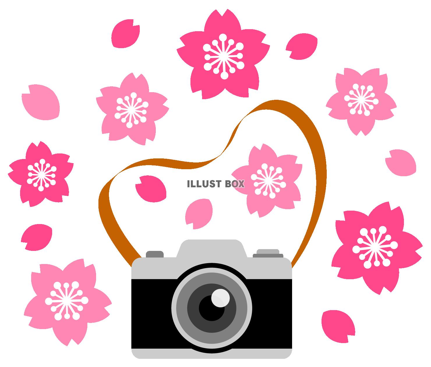 無料イラスト カメラと桜