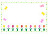カラフル蝶とチューリップの点線フレーム