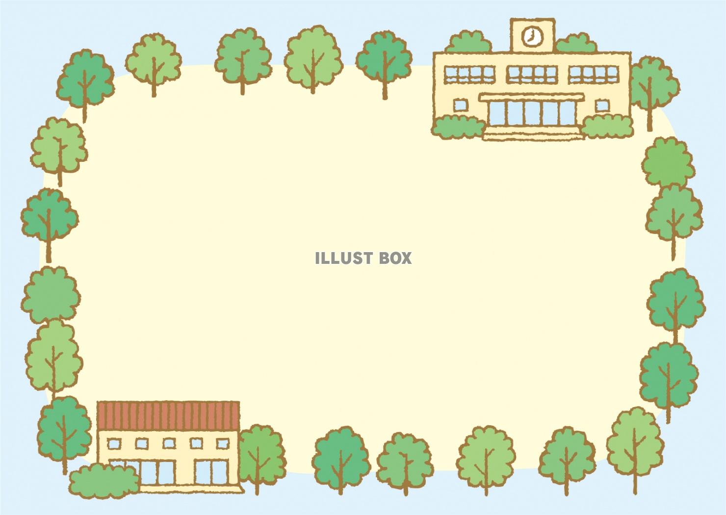 無料イラスト 学校行事校舎敷地イベント地図運動場体育館案内図グラウンド運動