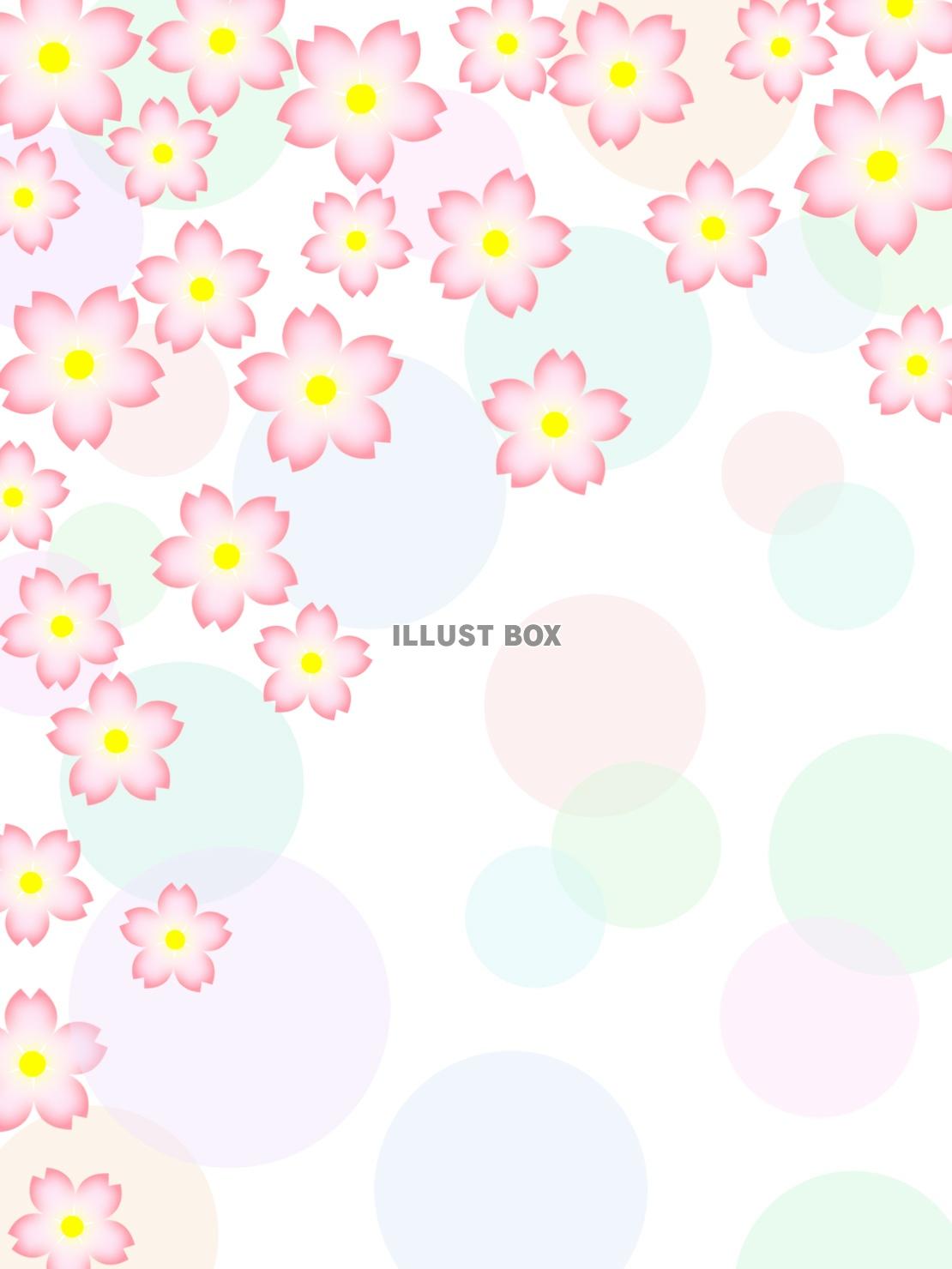 無料イラスト 桜の花柄と水玉模様の壁紙背景素材イラスト