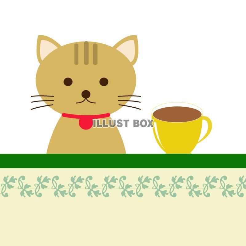 無料イラスト 猫とコーヒー
