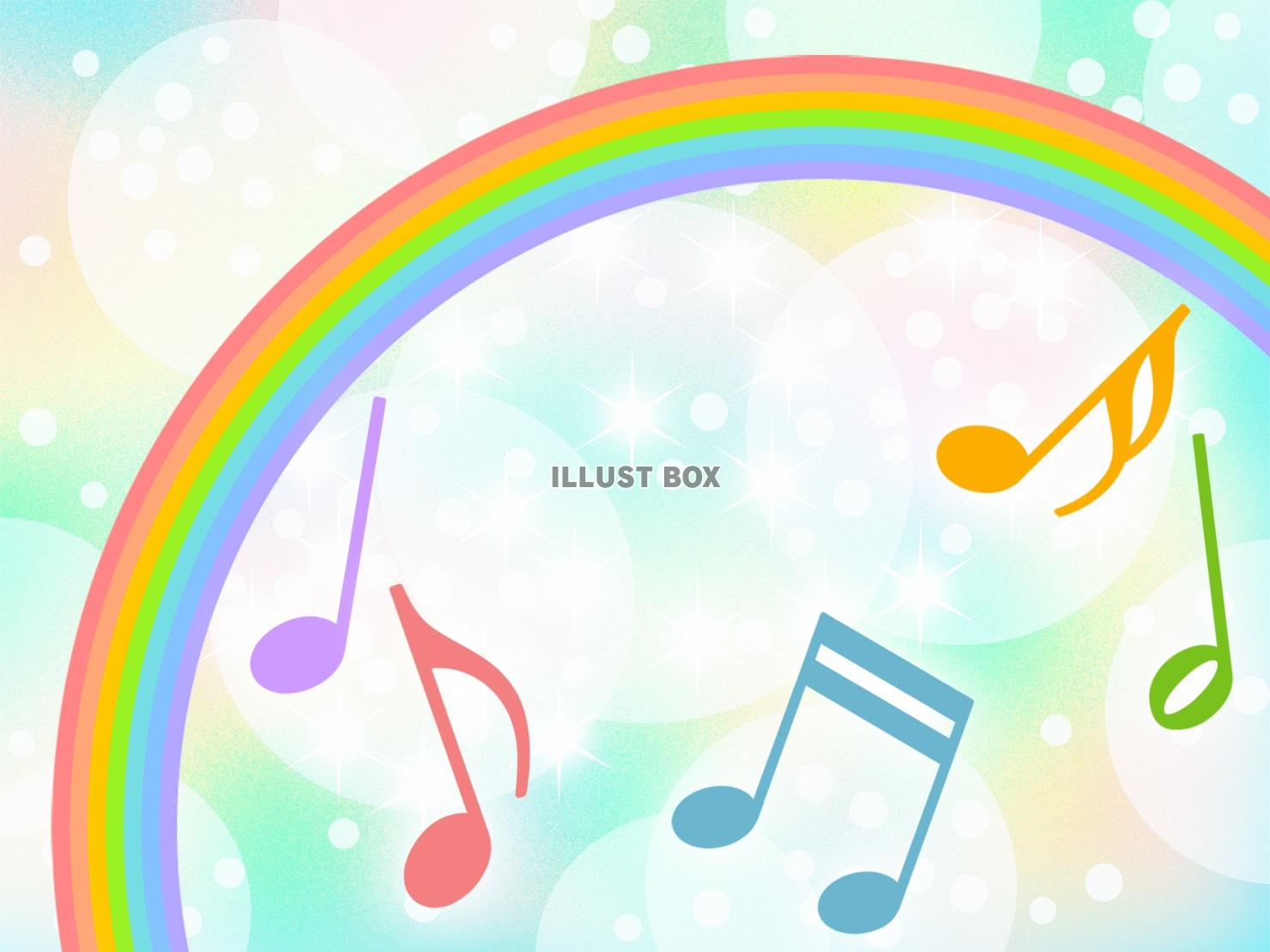 無料イラスト 虹と音符の壁紙シンプル背景素材イラスト