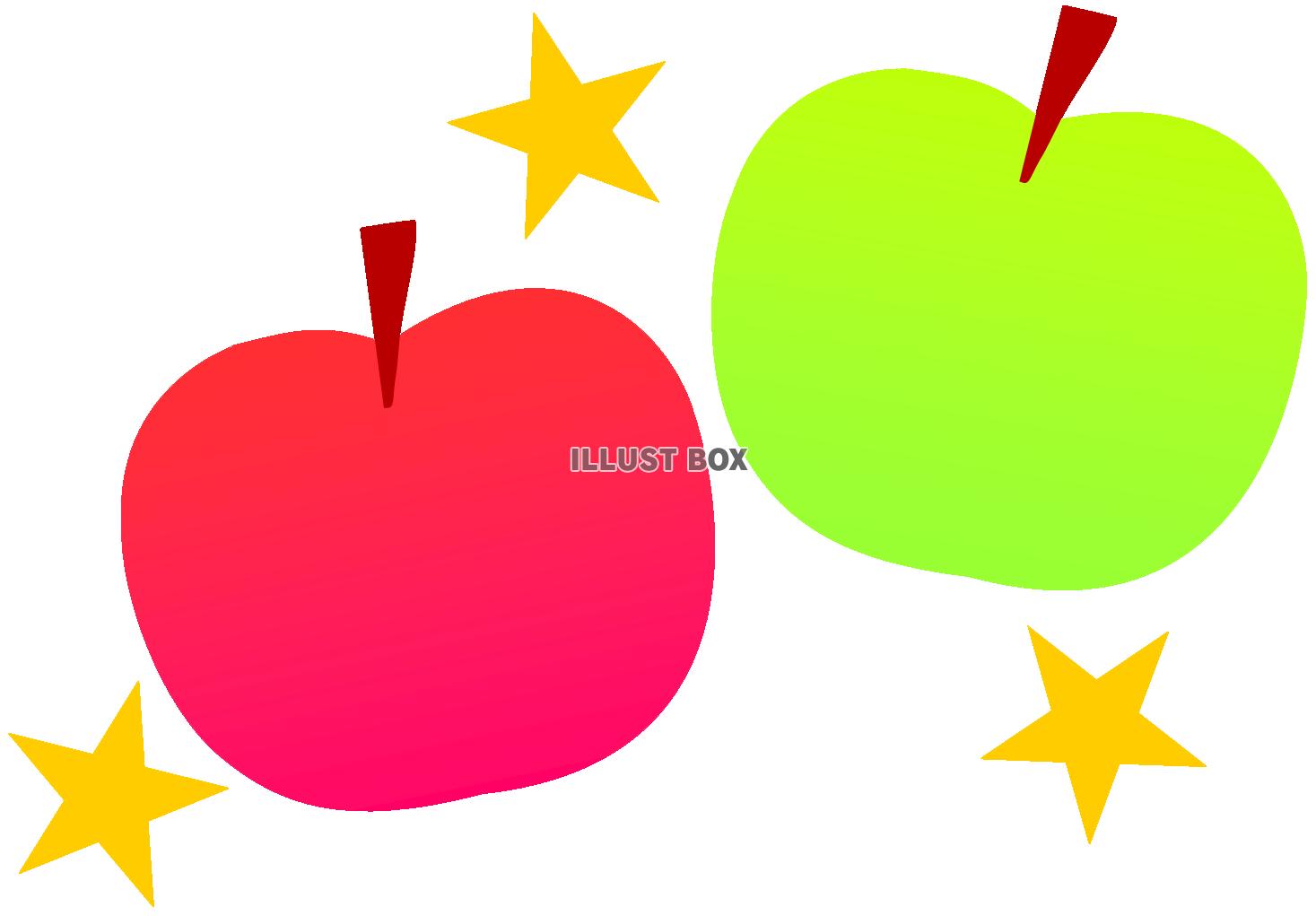 りんごと星（飾り線・リンゴ・林檎）
