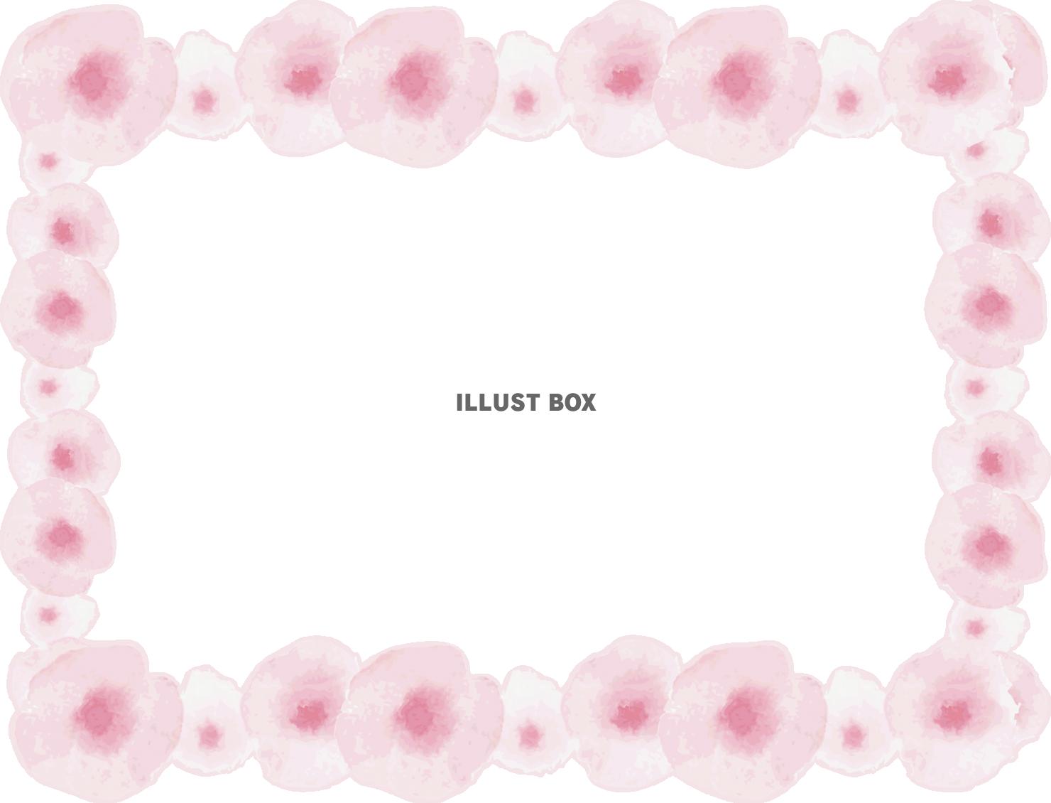 無料イラスト 桜 フレーム水彩 背景 枠 飾り枠かわいい花ピンクシンプルメ