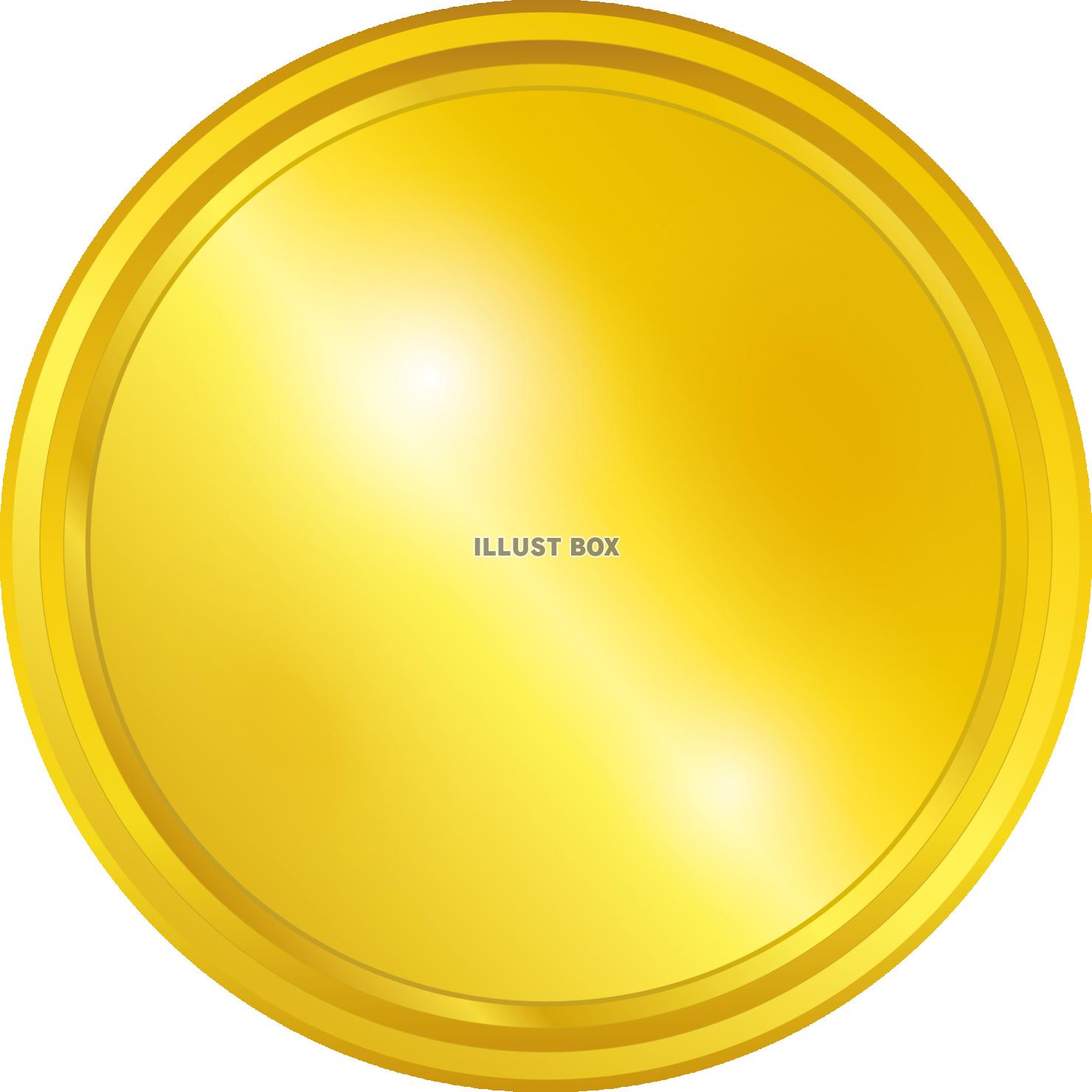 無料イラスト 飾りラベル金フレームメダルシンプル枠ラキラエンブレムアイコン