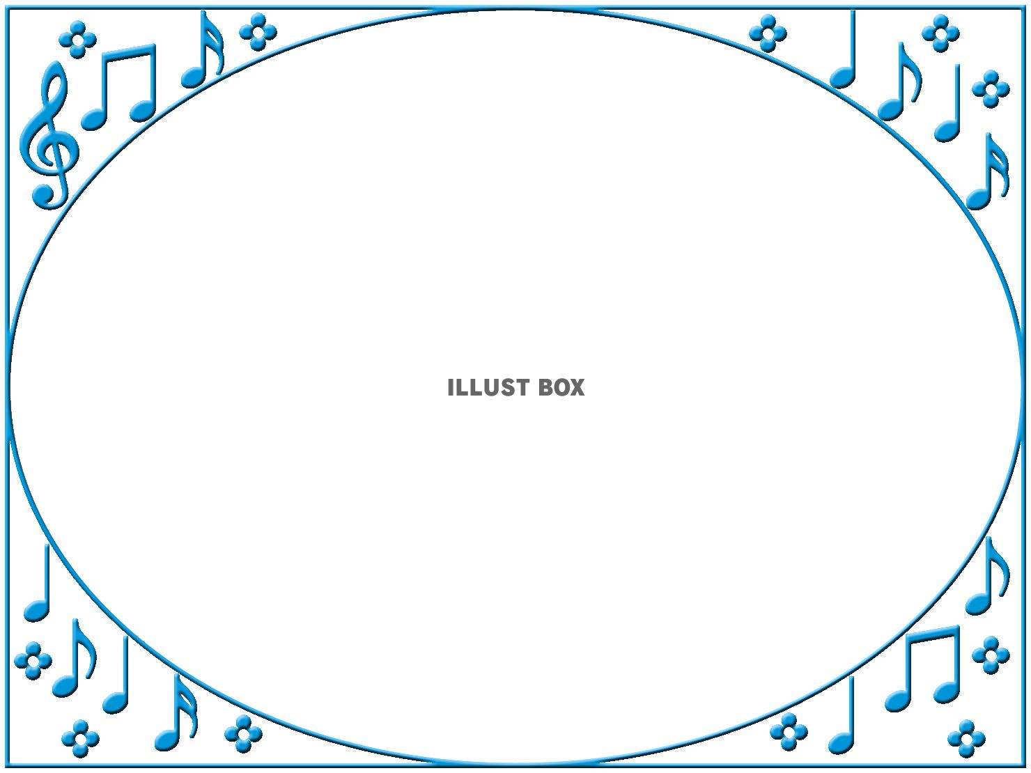 音符フレーム、シンプル飾り枠素材イラスト。透過PNG