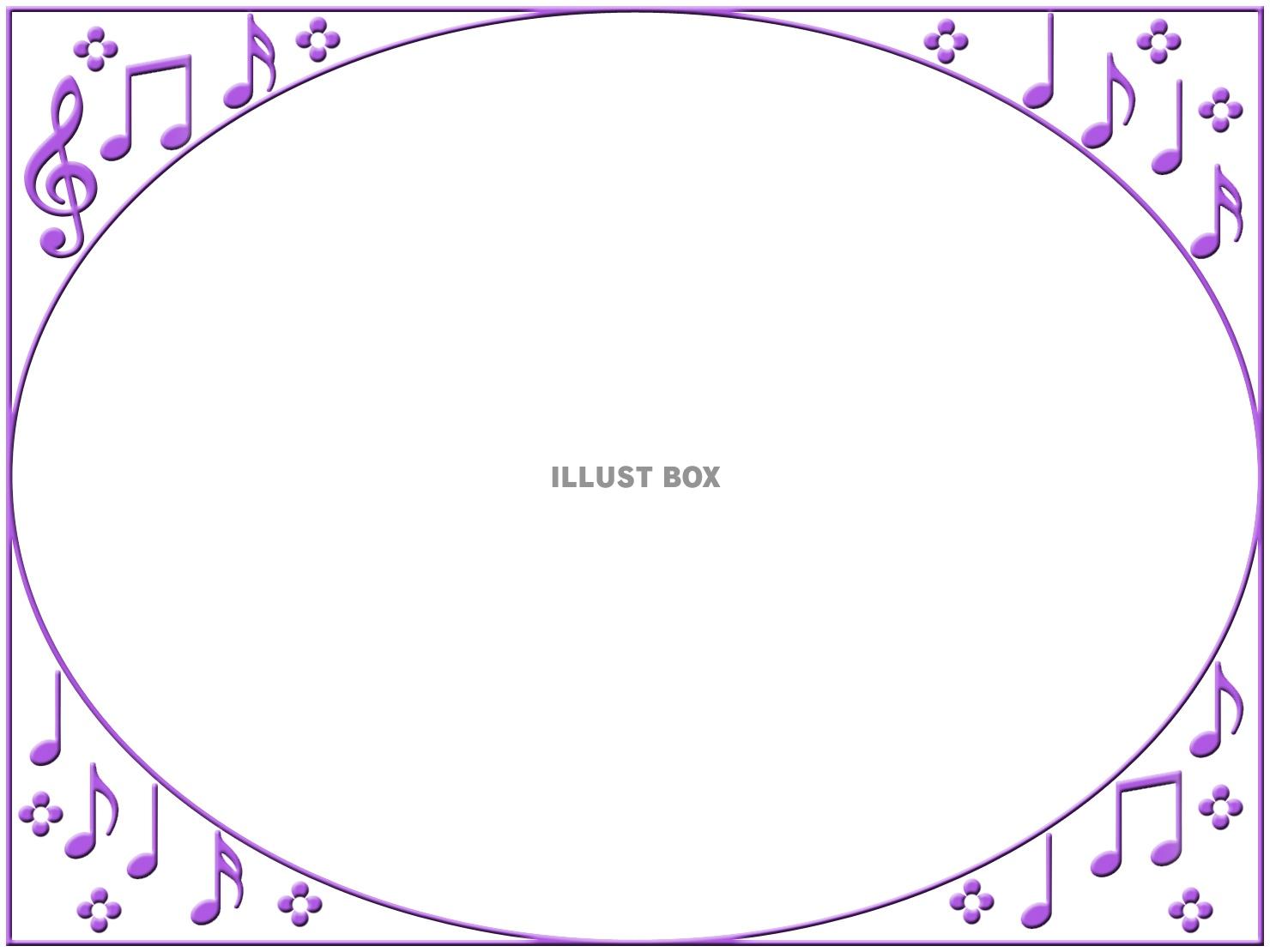 音符フレーム、シンプル飾り枠素材イラスト