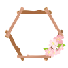 桜と木の枝のフレーム01/木製六角形枠 【透過PNG/ベクター】