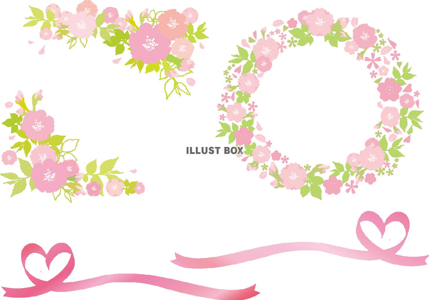 桜おしゃれフレーム枠飾り背景さくら枠装飾花ピンク春アイコン,...