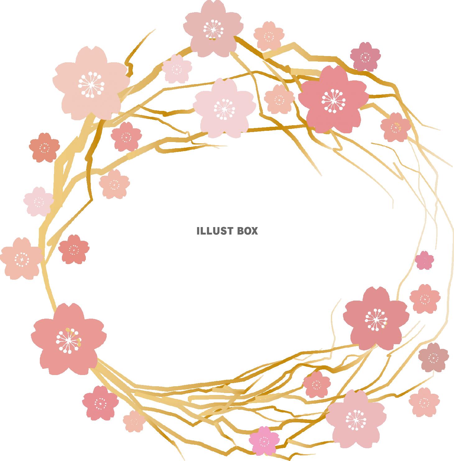 無料イラスト 桜 梅おしゃれフレーム枠飾り花枠和風和柄かわいい背景ひな祭り