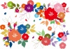 花飾り春カラフル花束ブーケかわいい装飾手書き背景おしゃれブライダル植物桜結婚シル