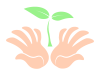 広げた手の平に二葉の新芽のイラスト