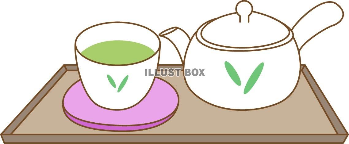 無料イラスト お茶セット 急須と湯飲み