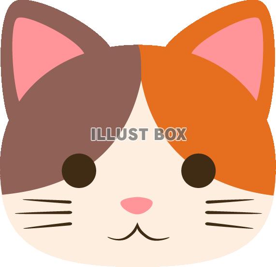 無料イラスト 三毛猫の頭