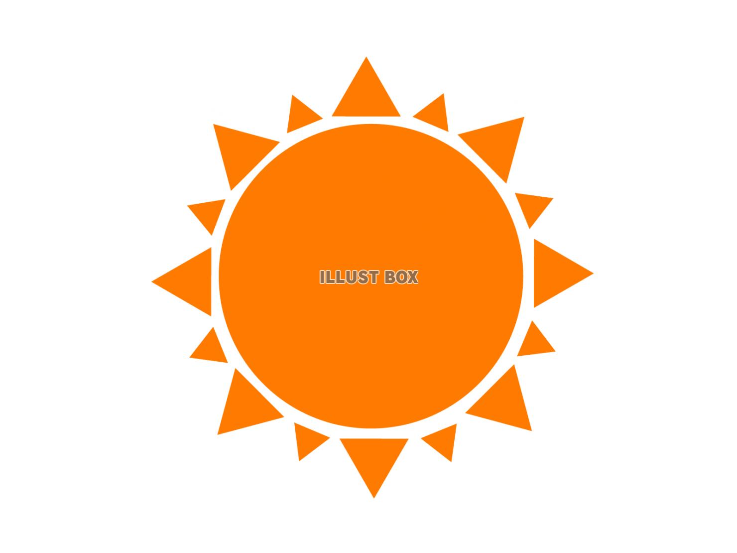 【透過PNG】【白フチ】だいだい色の簡単な太陽