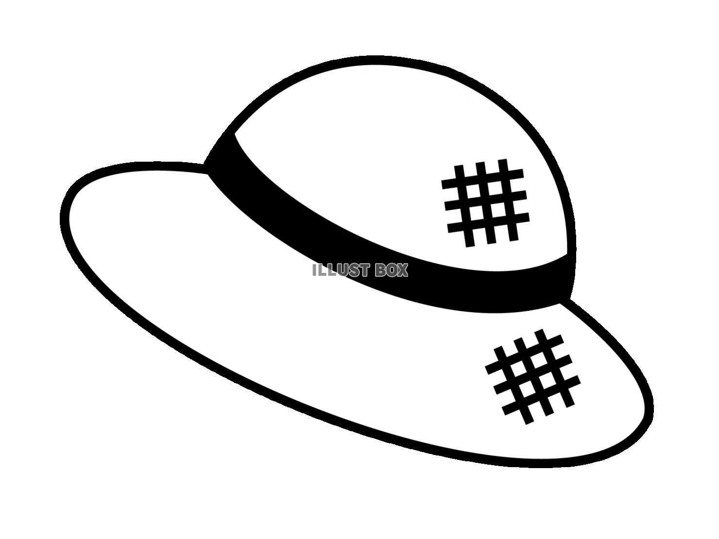  【透過PNG】（白黒）簡単でかわいい麦わら帽子