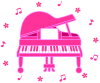 ピンクのピアノ２（音符・お花・楽器）