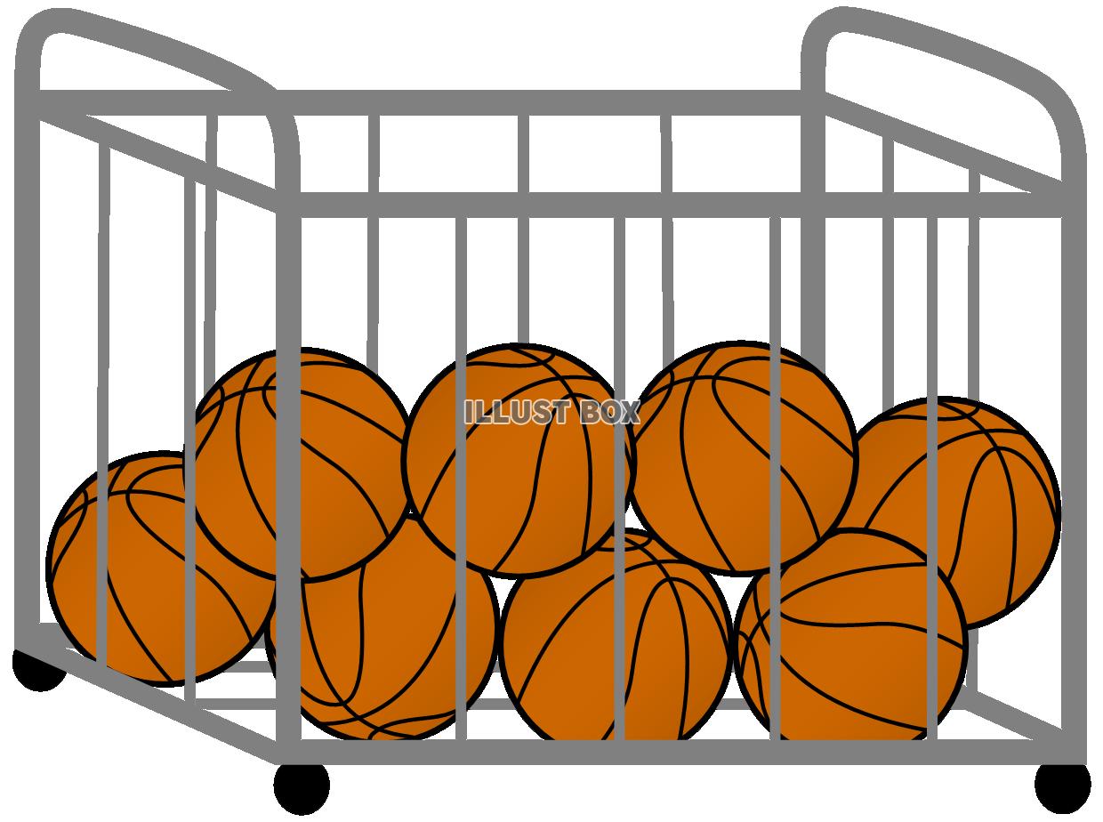 無料イラスト ボールかごとバスケットボール１ スポーツ用具