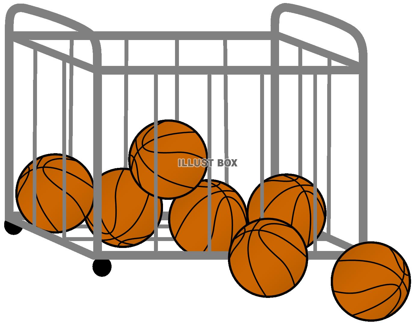 無料イラスト ボールかごとバスケットボール２ スポーツ用具