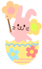 卵の殻からでてきたうさぎ　透過png