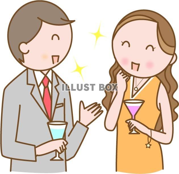 無料イラスト 婚活 飲み会の男女