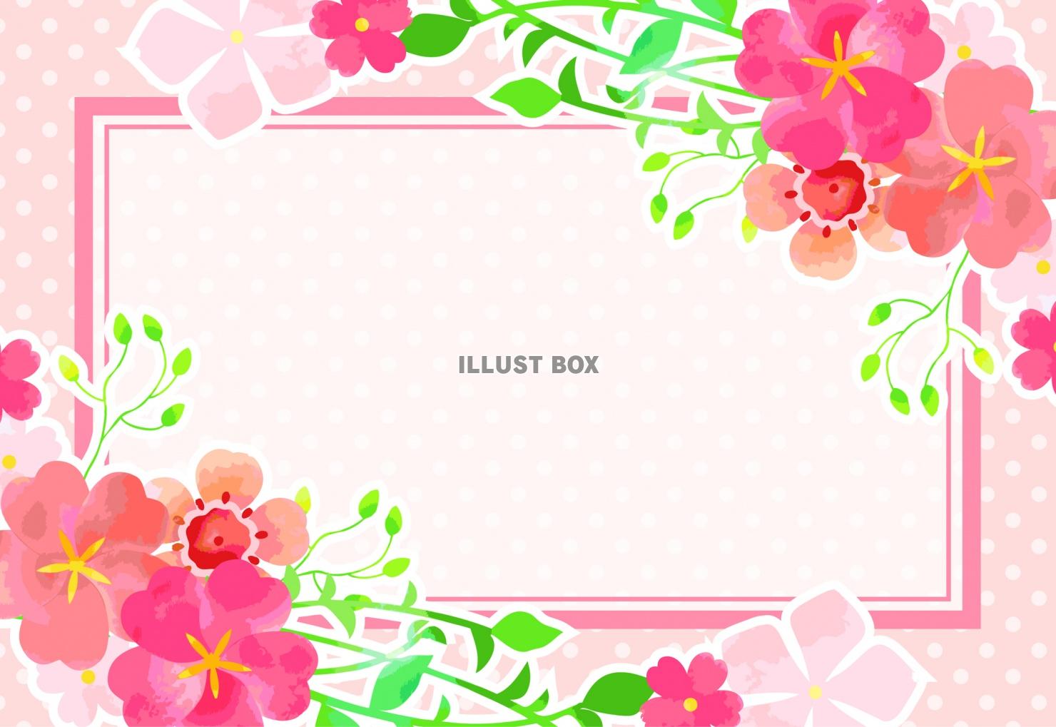 無料イラスト ピンクの花のカード