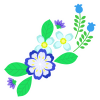 青い花と植物のイラスト