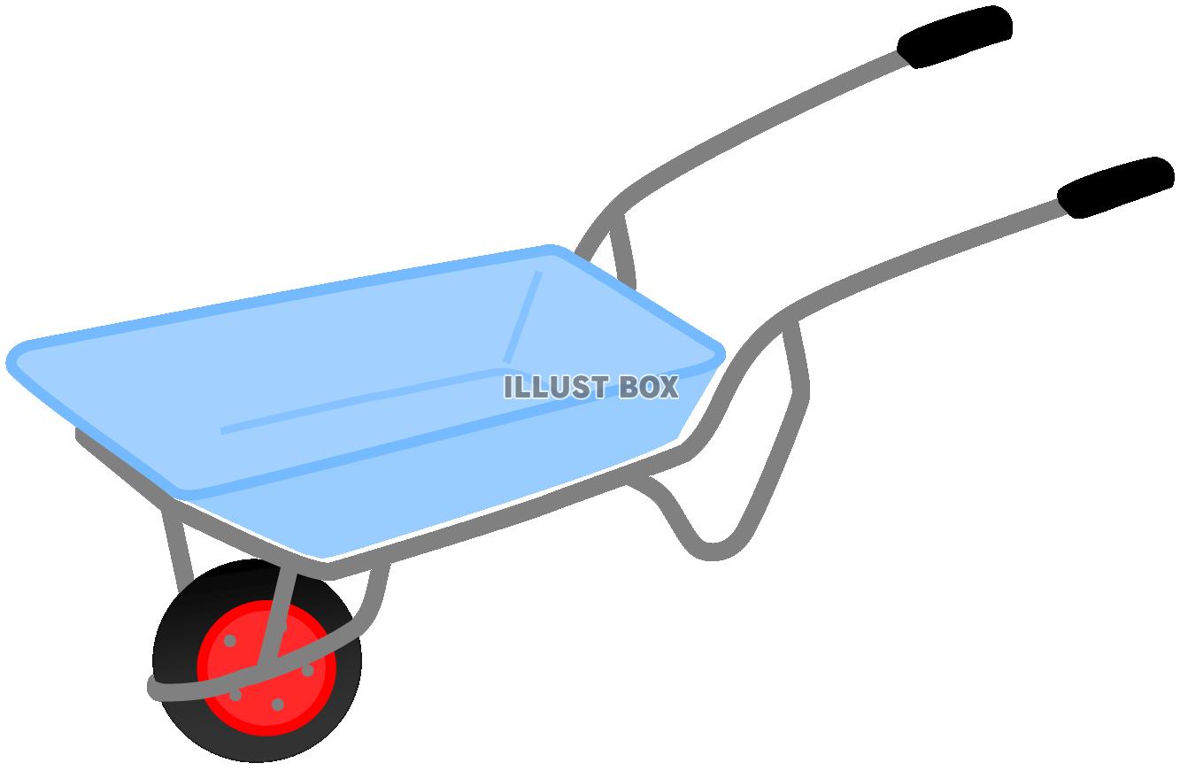 無料イラスト 一輪車 手押し車１ ブルー 工事 農業 酪農等