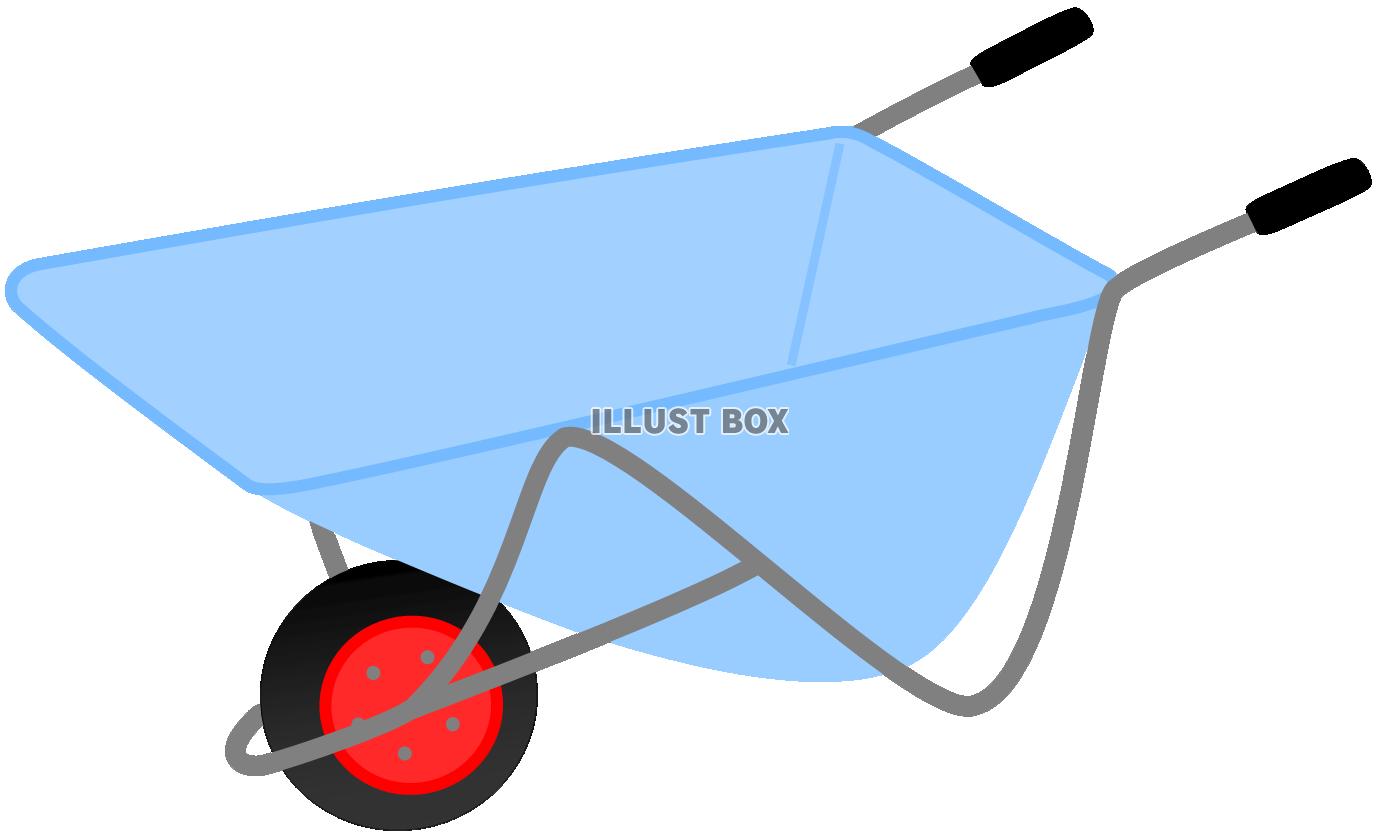 無料イラスト 一輪車 手押し車２ 青 工事 農業 酪農等