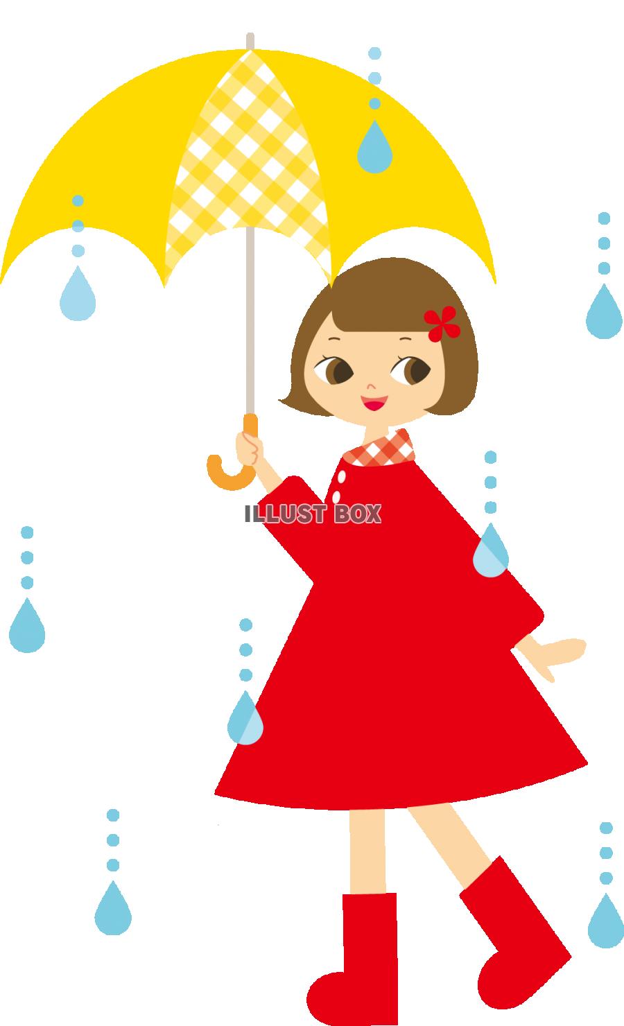 無料イラスト 雨の日を楽しむ女の子