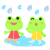 レインコートを着たカエル　透過png