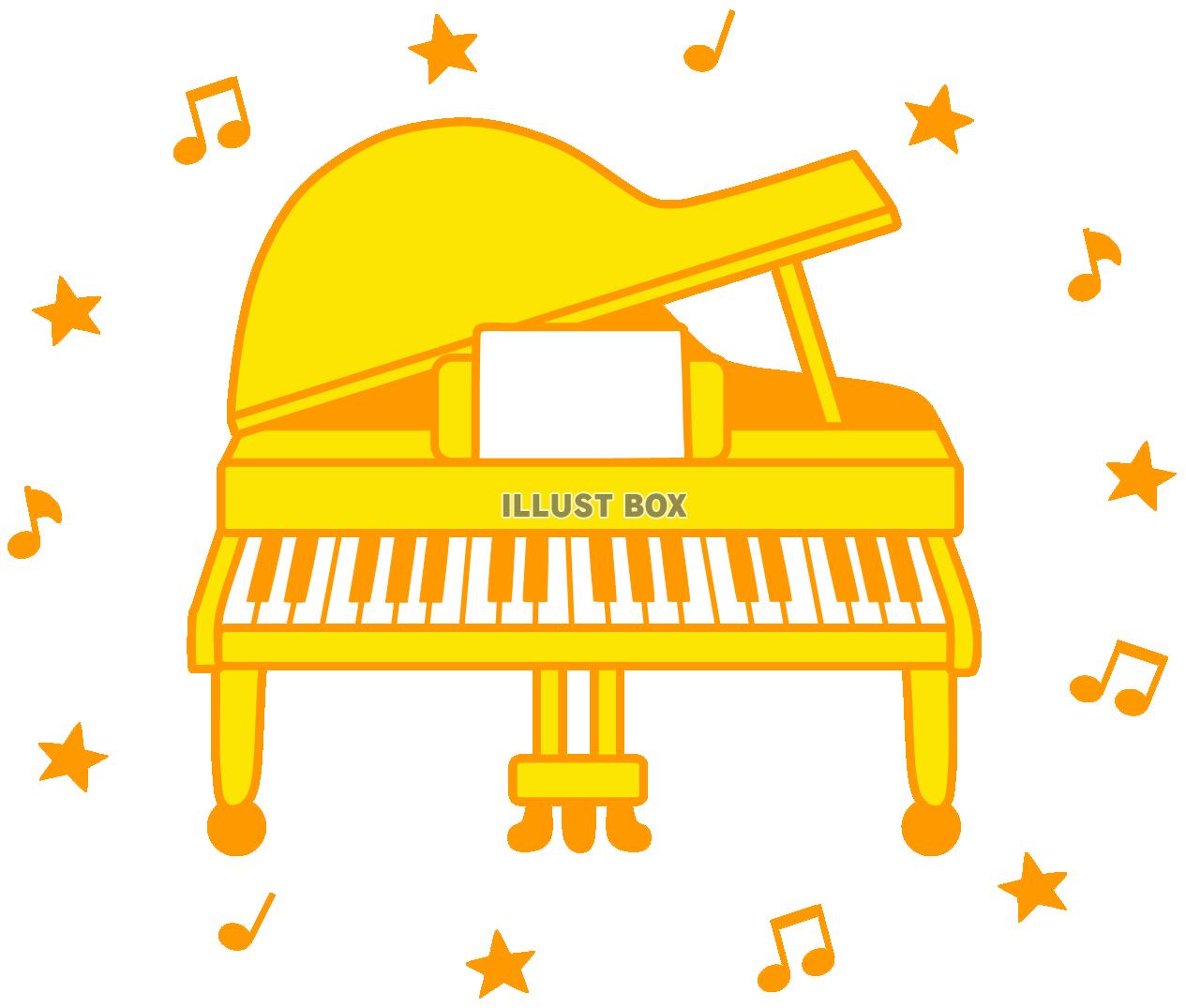 黄色のピアノ（音符・星・楽器）
