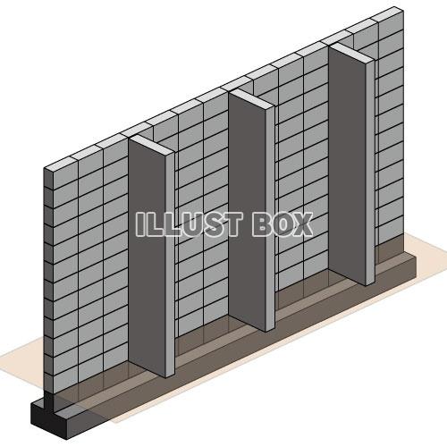 ブロック塀(控え壁基礎地面あり)