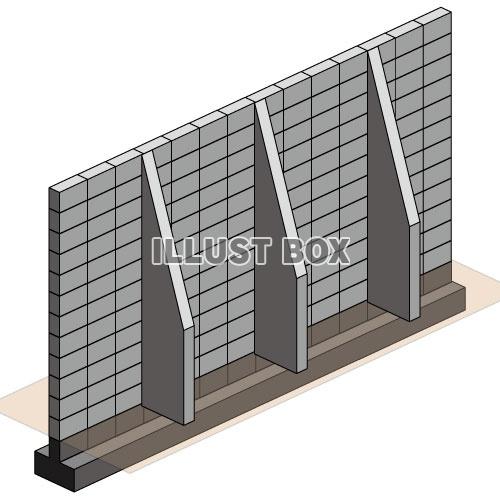 ブロック塀(控え壁2基礎地面あり)