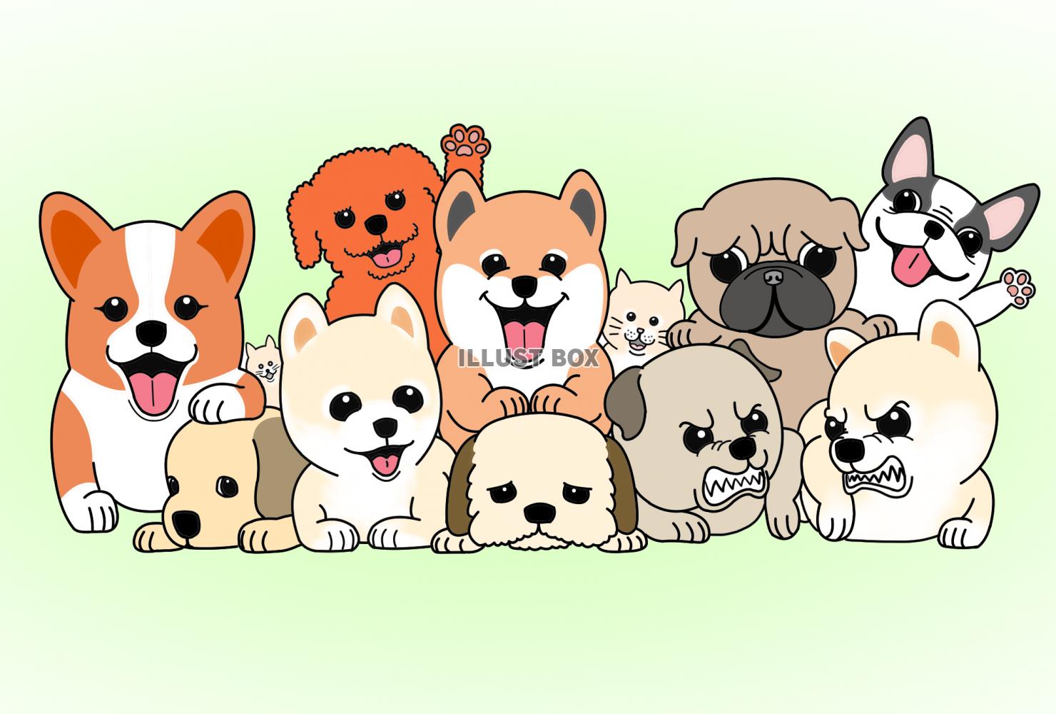 無料イラスト たくさん犬集合イラスト Png