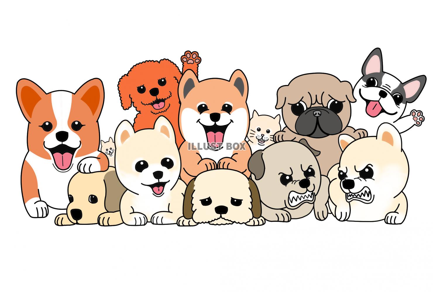 無料イラスト たくさん犬集合イラスト 背景なし Png