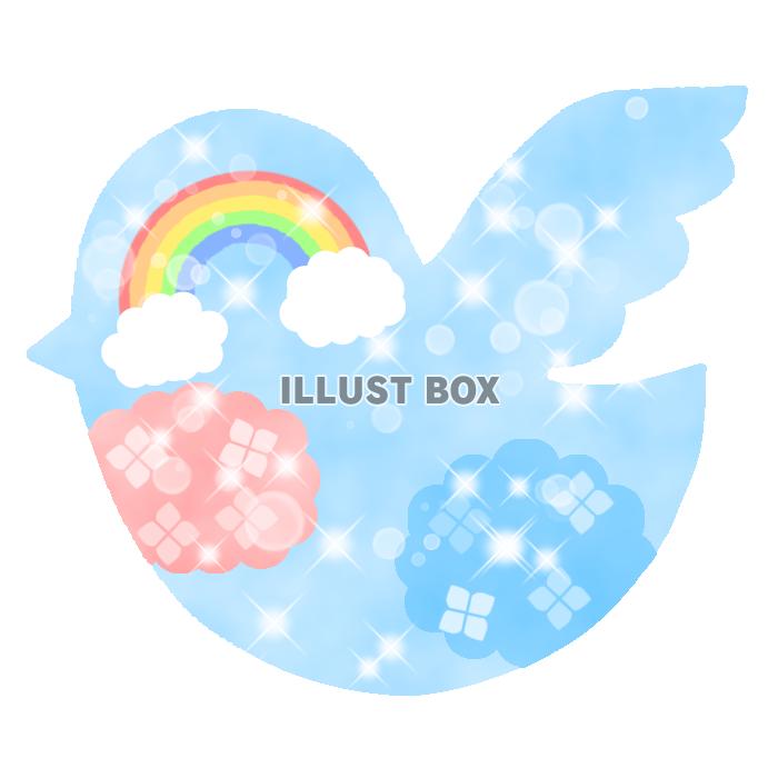 鳥型のあじさいイラスト　透過png