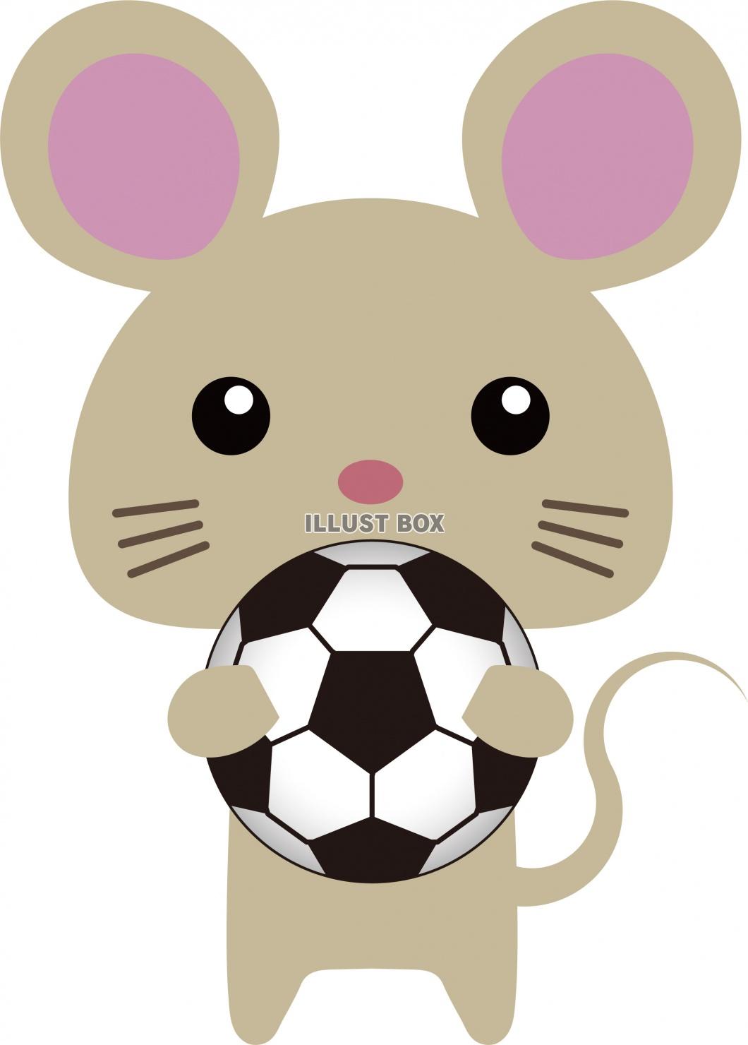 無料イラスト ねずみ15 04 サッカー