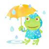 雨の日のカエル　透過PNG