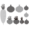 ※モノクロ ベジタブルのイラストセット2