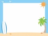 砂浜とサーフボード(サーファー　ヤシの木　太陽　空　ヒトデ　ヤシガニ　カモメ)