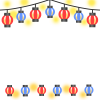 青赤提灯フレーム　透過png