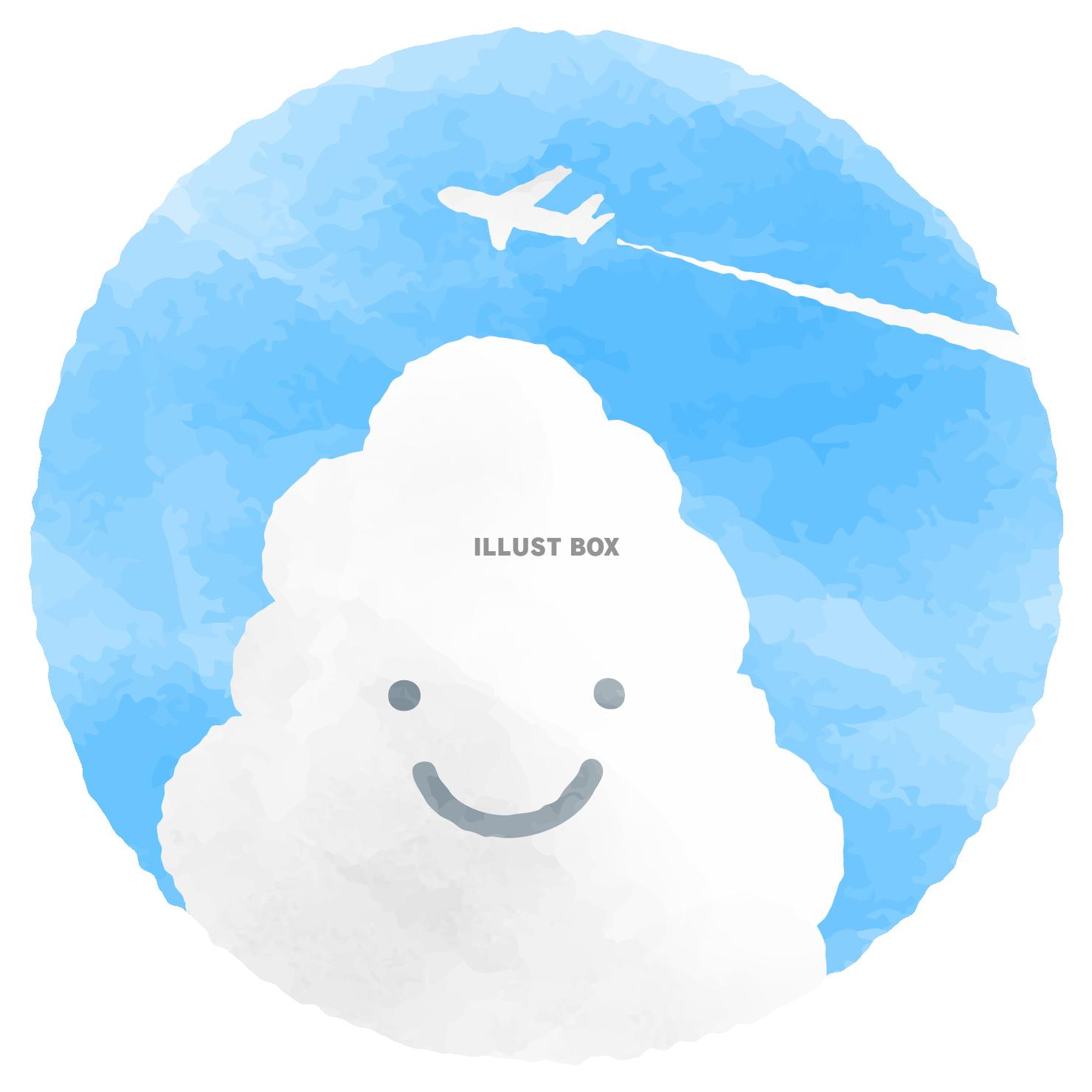 笑顔の入道雲と飛行機雲