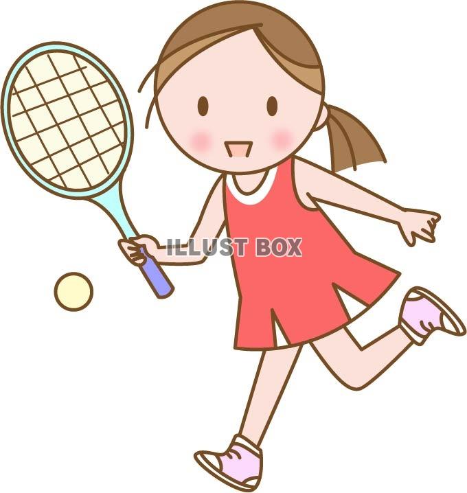 無料イラスト テニスをする女の子