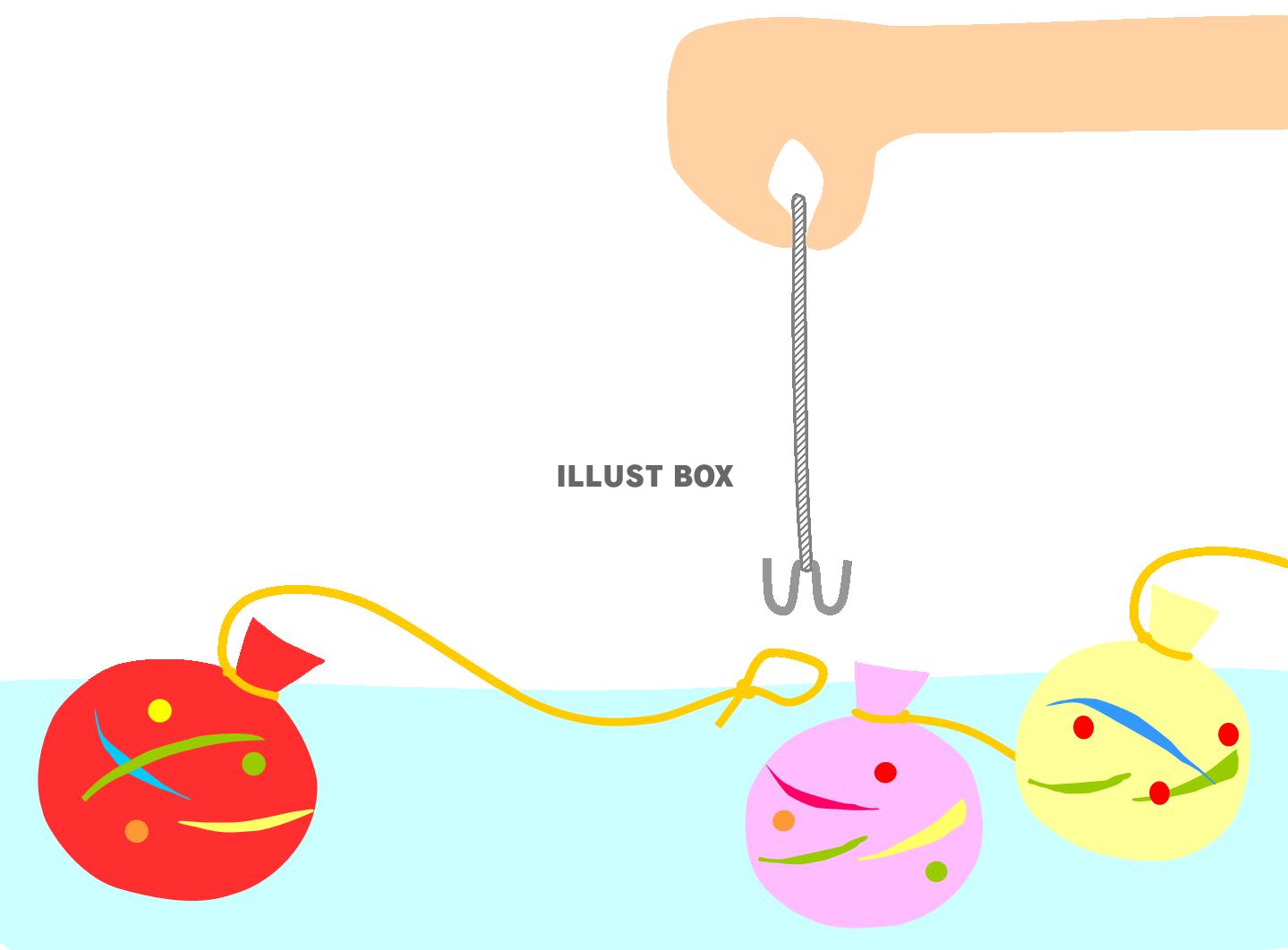 無料イラスト ヨーヨー釣り４赤 バザー お祭り 夕涼み会