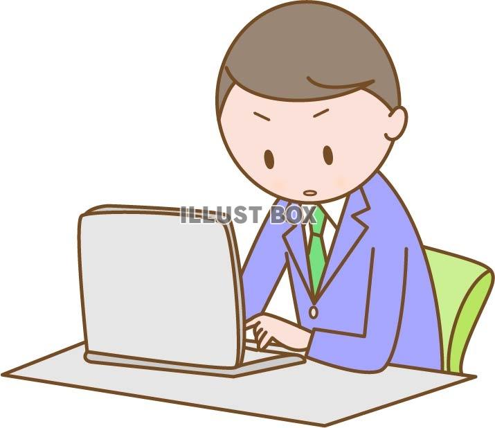 無料イラスト パソコンをする男性