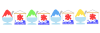 かき氷4種類と氷のれんライン　透過png