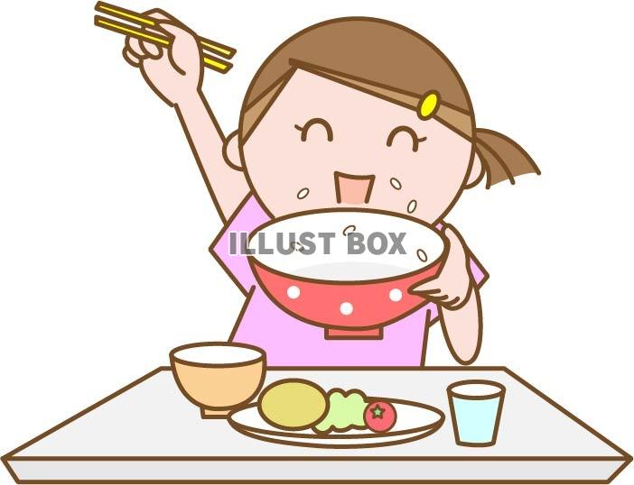 無料イラスト 食事をする子ども